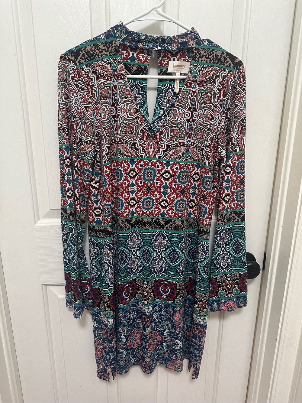 0189 Laundry By Shelli Segal Multicolor Printed Long-Sleeve Tunic Dress size 6